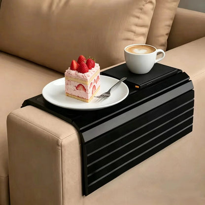 Bamboo Foldable Couch Armrest Tray – Non-Slip Sofa Cup Holder & Organizer