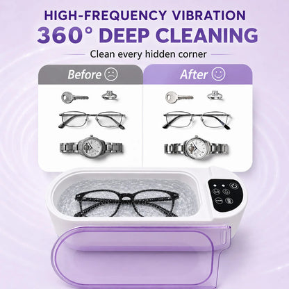 UltraClean™ Portable Ultrasonic Cleaner – Professional 360° Deep Cleaning for Jewelry, Glasses, Watches & Dentures