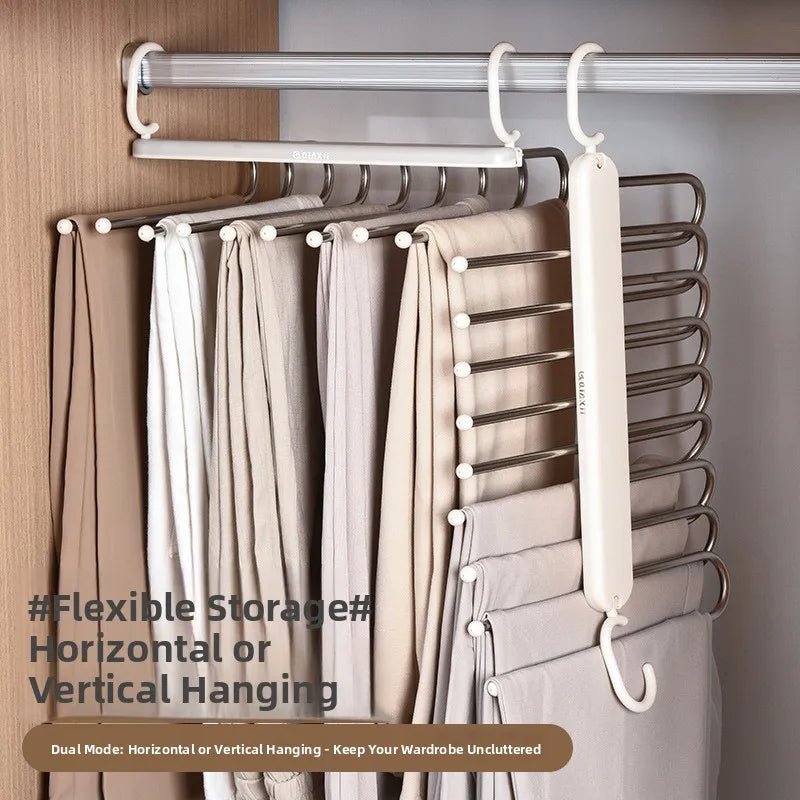 Ultimate 9-in-1 Space-Saving Stainless Steel Pants Rack