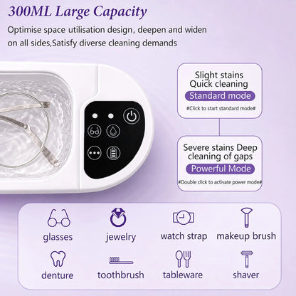UltraClean™ Portable Ultrasonic Cleaner – Professional 360° Deep Cleaning for Jewelry, Glasses, Watches & Dentures
