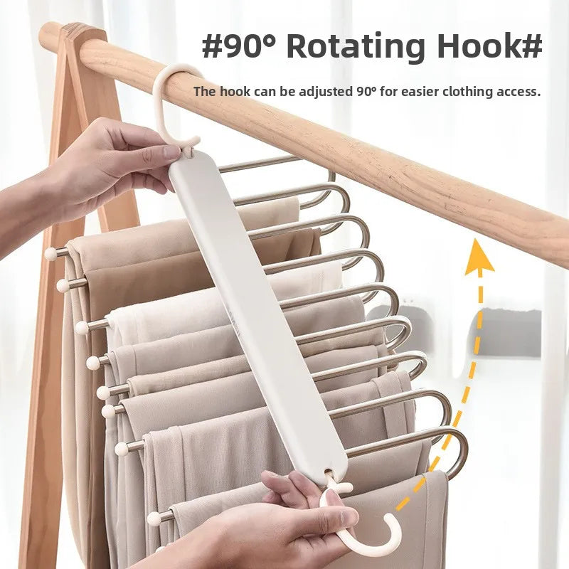 Ultimate 9-in-1 Space-Saving Stainless Steel Pants Rack