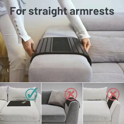 Bamboo Foldable Couch Armrest Tray – Non-Slip Sofa Cup Holder & Organizer