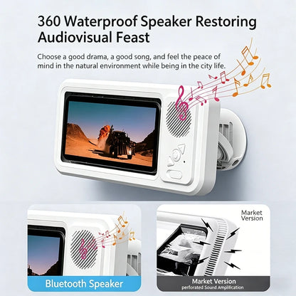 Bluetooth Speaker Waterproof Phone Box Touchscreen Phone Case Bathroom Shower Wall Mount Phone Stand For Watching Videos